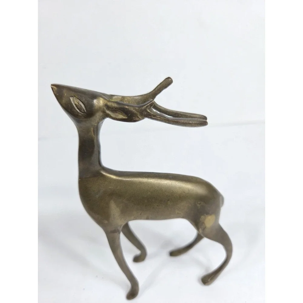 Vtg Mid Century brass buck deer figurine  6 inches tall
